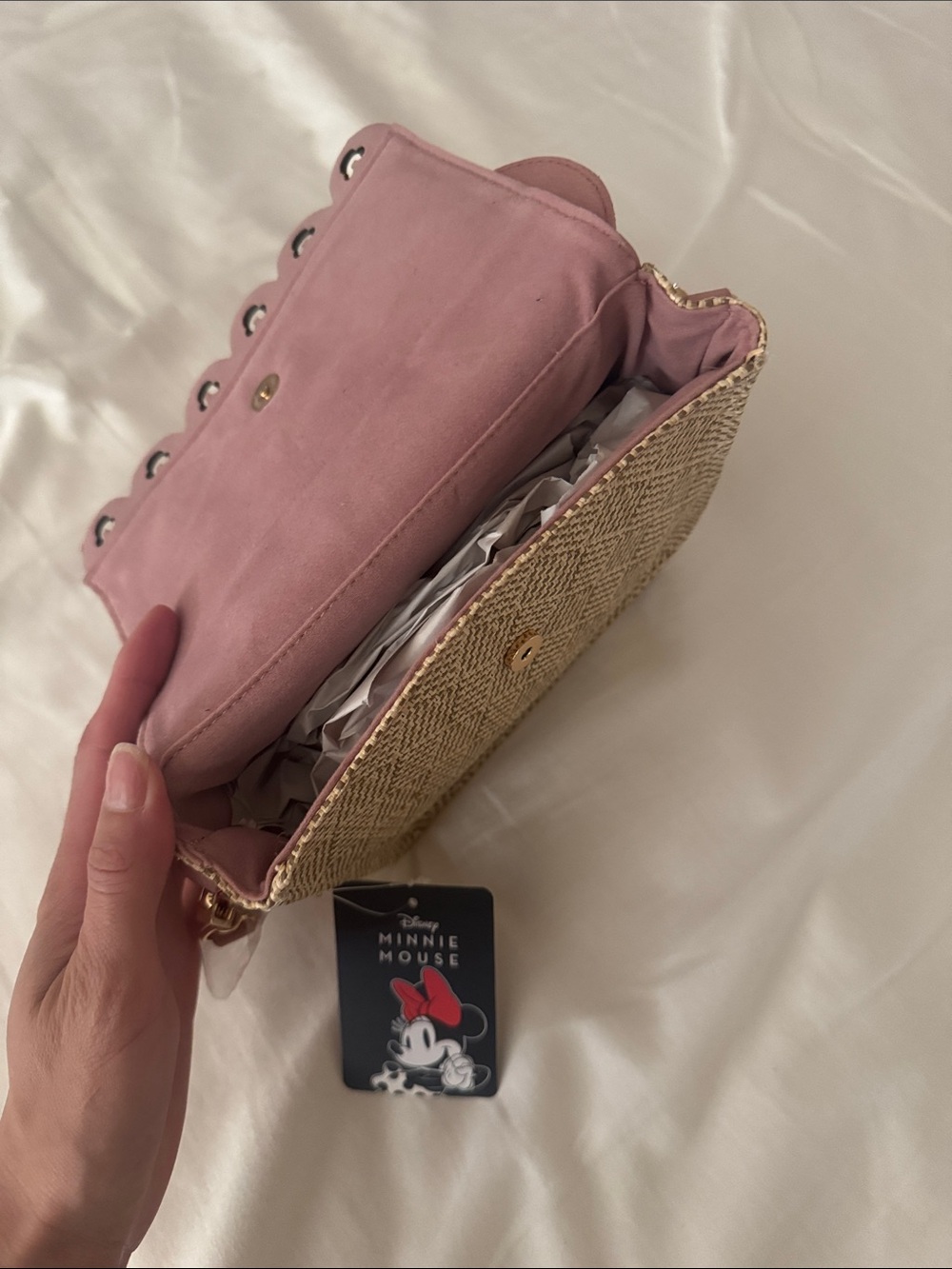 Disney Minnie Mouse Mauve Pink Bow Crossbody Bag - Picture 3 of 3